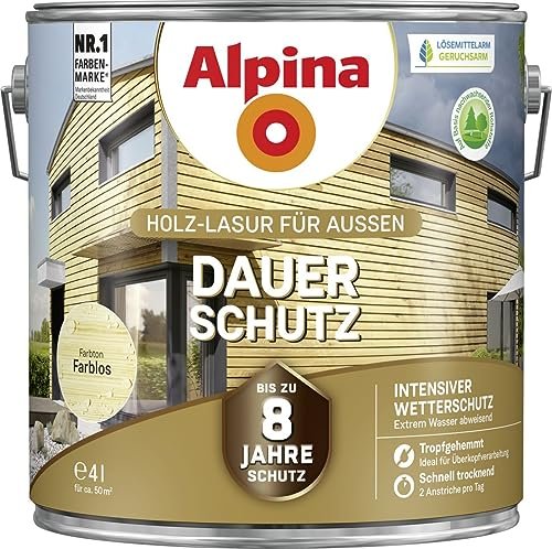 Alpina Farben Dauer-Schutz Holz-Lasur außen Holzschutzmittel, 4l