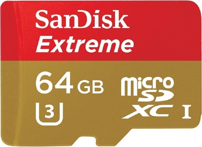 SanDisk Extreme R90/W40 microSDXC 64GB Kit, UHS-I U3, Class 10