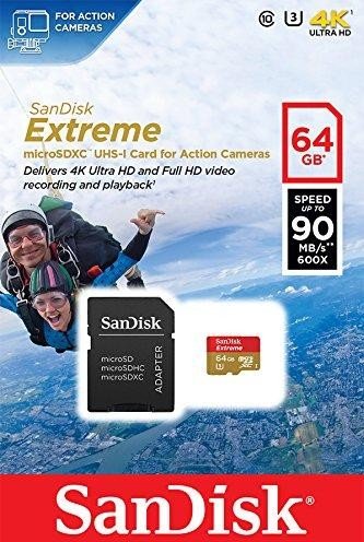 SanDisk Extreme R90/W40 microSDXC 64GB Kit, UHS-I U3, Class 10