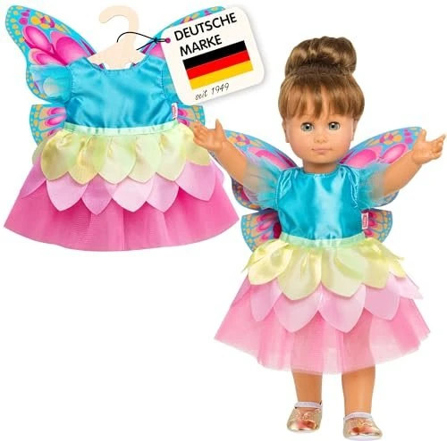 Heless Feenkleid Für Puppen - Schmetterlings-Design Mit Flügeln, Für Puppen 28-35cm, Mit Klettverschluss