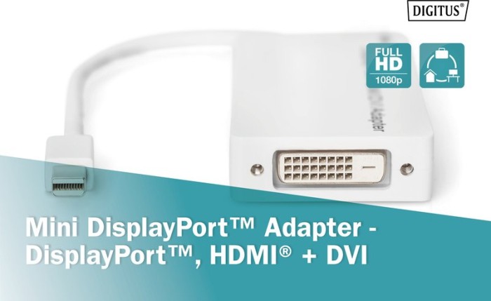 Digitus Mini DisplayPort auf DisplayPort/HDMI/DVI Adapter