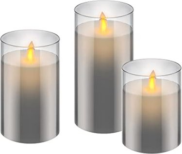 3er-Set LED-Echtwachs-Kerzen im Glas Wunderschöne