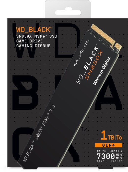 Western Digital WD_BLACK SN850X NVMe SSD 1TB, M.2 2280 / M-Key / PCIe 4.0 x4