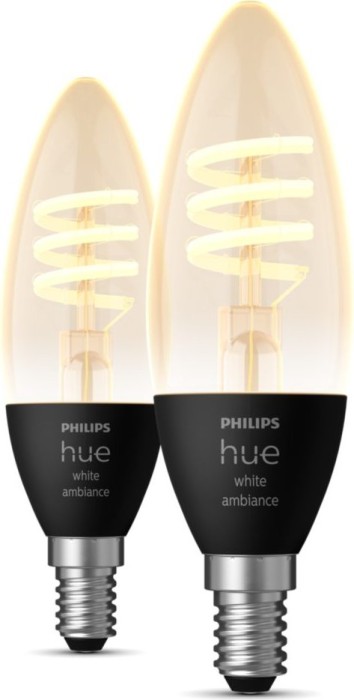 Philips Hue White Ambiance Filament LED Kerze E14 4.6W, 2er-Pack
