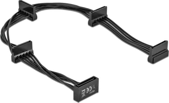 DeLOCK 15-Pin SATA prąd wtyczka na 4x 15-Pin SATA prąd gniazdko, kabel przejściówka, czarny, 40cm