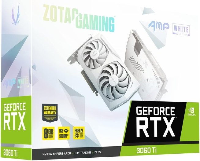 Zotac Gaming GeForce RTX 3060 Ti AMP White Edition LHR, 8GB GDDR6, HDMI, 3x DP