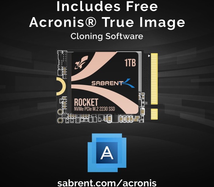 Sabrent Rocket 2230 1TB, M.2 2230 / M-Key / PCIe 4.0 x4