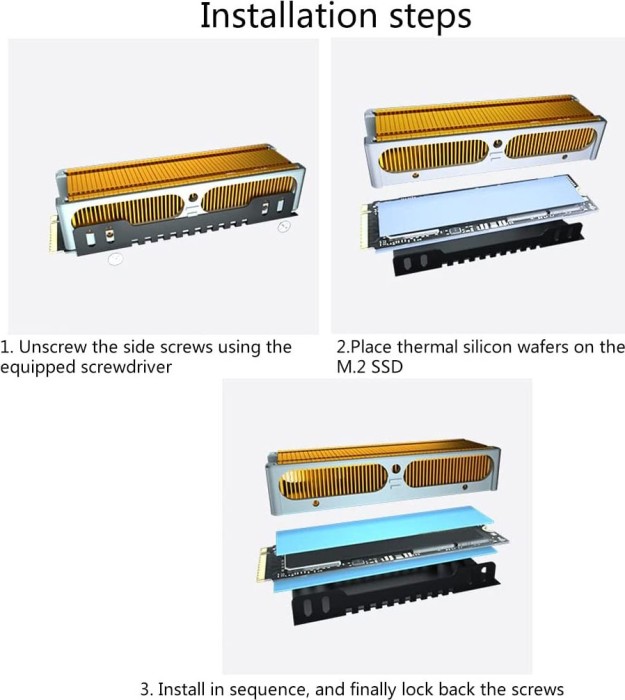 M.2 2280 Alu, doppelseitige Kühler für SSDs, Vollkupfer-Kühlkörper, grau (verschiedene Markenbezeichnungen)