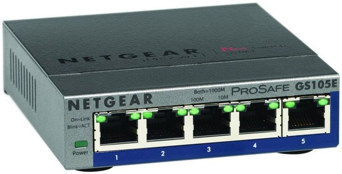 NEW NETGEAR ProSAFE GS105Ev2 5-Port Gigabit Web Managed Switch Plus 