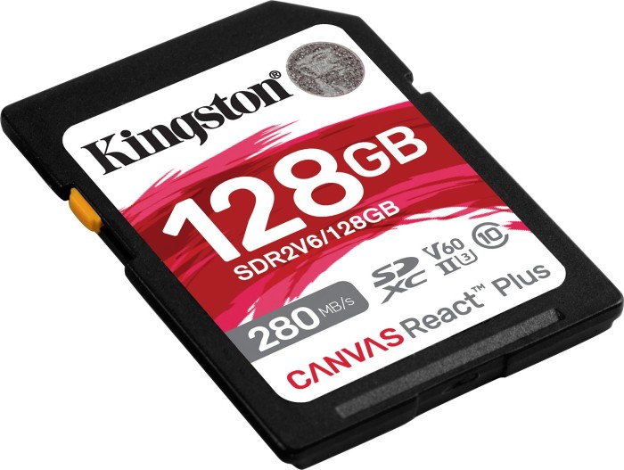 Kingston Canvas React Plus V60 R280/W100 SDXC 128GB, UHS-II U3, Class 10