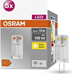 5er Pack Osram G4 LED PIN Stiftsockel Lampe 12V Niedervolt Warmweiss 2700K  0,9W wie 10W