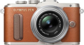 Olympus PEN E-PL8 braun mit Objektiv M.Zuiko digital 14-42mm EZ