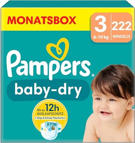 Pampers Baby-Dry Gr.3 Einwegwindel, 6-10kg, 222 Stück