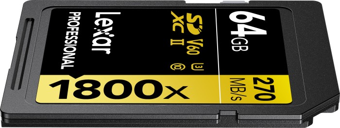 Lexar Professional 1800x Gold Series R270/W180 SDXC 64GB, UHS-II U3, Class 10