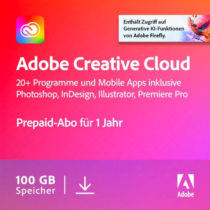 Adobe Creative Cloud Individual, 1 Jahr Abo, 1 User, ESD (multilingual) (PC/MAC)