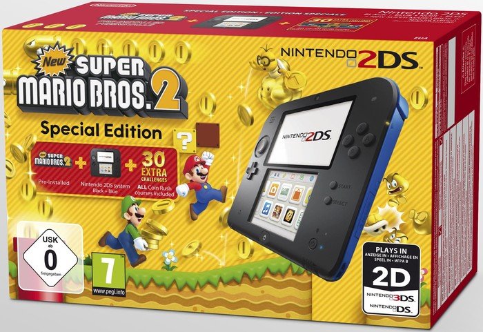 Nintendo 2DS New Super Mario Bros. 2 Special Edition Bundle schwarz/blau