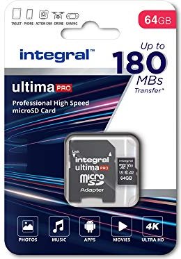 Integral ultima PRO R180/W80 microSDXC 64GB Kit, UHS-I U3, A2, Class 10