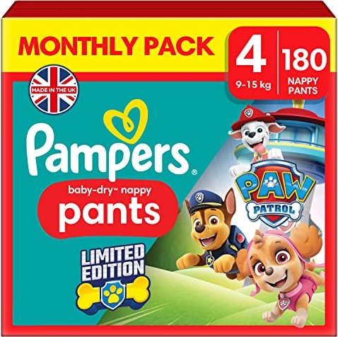 Pampers Baby-Dry pants Gr.4 Paw Patrol Einwegwindel, 9-15kg, 180 Stück