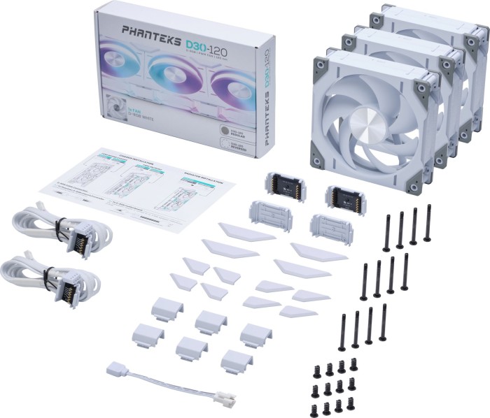 Phanteks D30-120 Regular D-RGB, PH-F120D30 D-RGB, weiß, 120mm, 3er-Pack