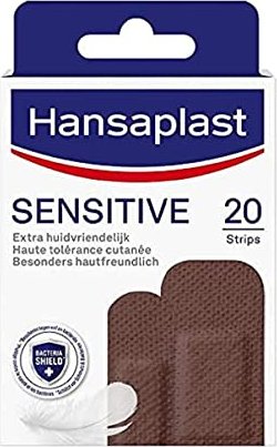 Hansaplast Sensitive Hautfarben Dunkel Strips, 20 sztuk