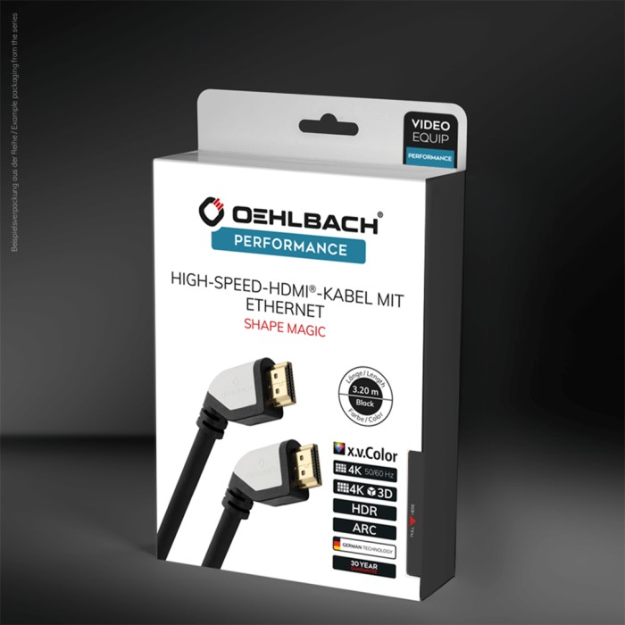 Oehlbach Shape Magic High Speed przewód HDMI z Ethernet 1.7m, czarny