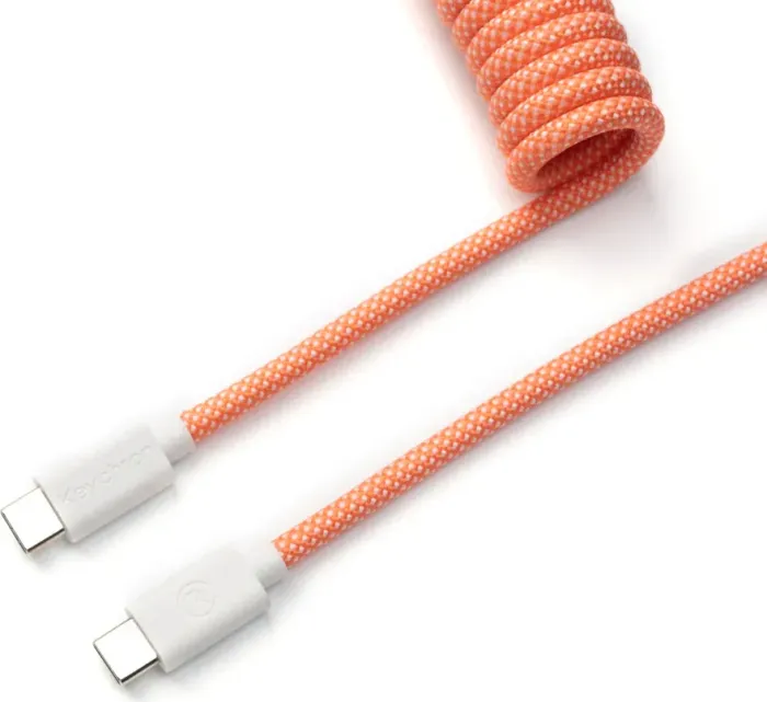 Keychron Coiled Aviator Cable, Tastaturkabel (Spiral-przewód materiałowy), 1.36m, różowy/pomarańczowy