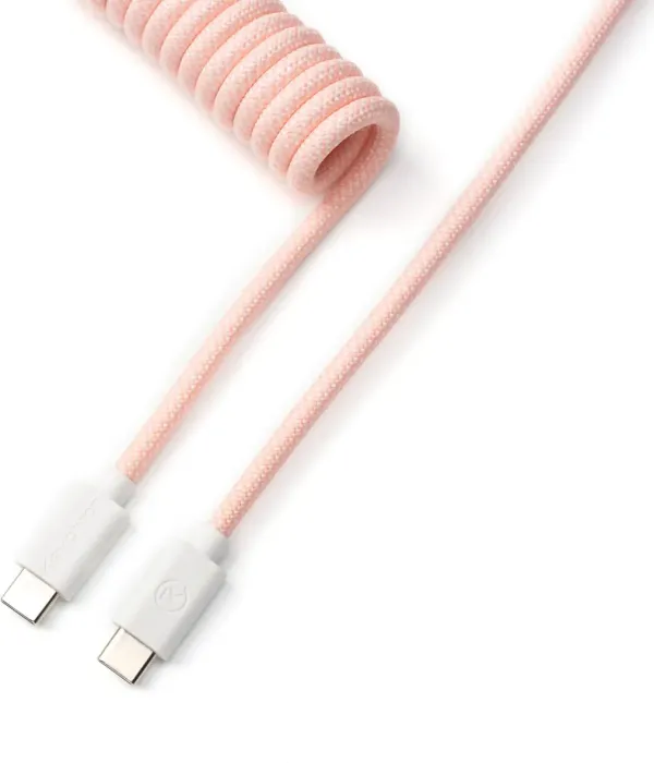 Keychron Coiled Aviator Cable, Tastaturkabel (Spiral-przewód materiałowy), 1.36m, różowy