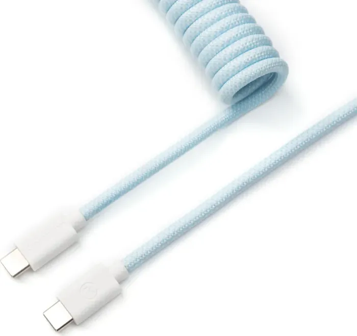 Keychron Coiled Aviator Cable, Tastaturkabel (Spiral-przewód materiałowy), 1.36m, niebieski