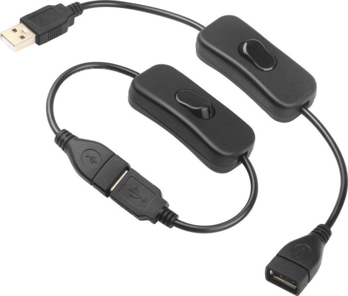 USB-A Adapterkabel mit Schalter, USB 2.0, 30cm (verschiedene Markenbezeichnungen)