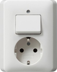 Standard 55 Kombination Wippschalter/SCHUKO Steckdose mit Vollplatte reinweiß glänzend