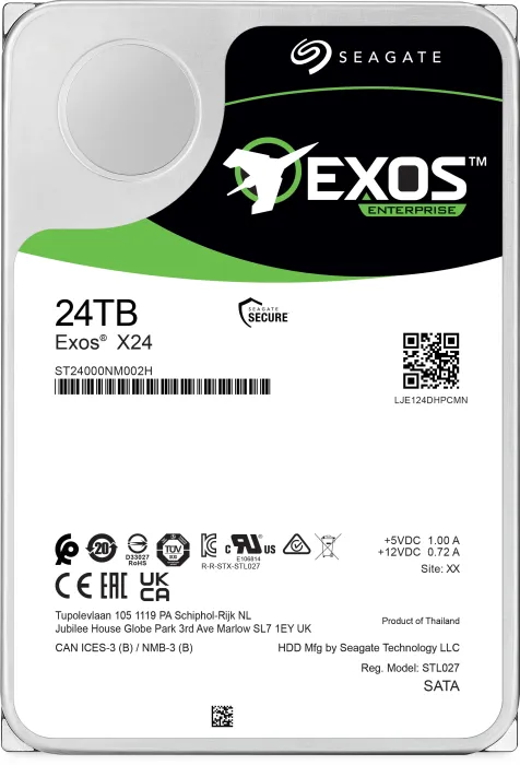 Seagate Exos X - X24 24TB, 24/7, 512e/4Kn / 3.5" / SATA 6Gb/s