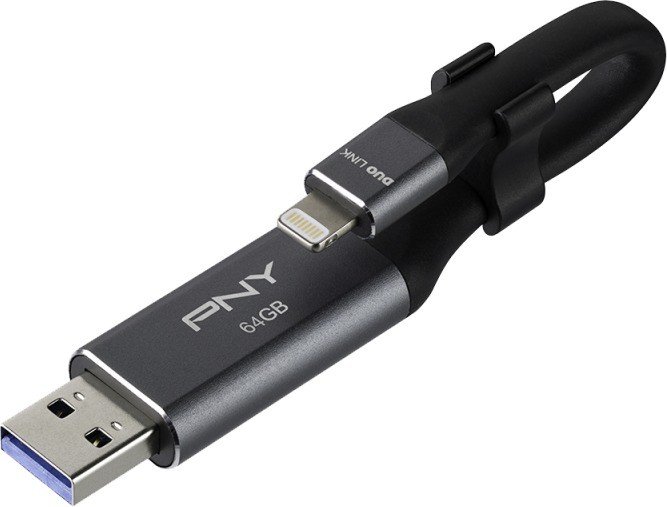 PNY Duo-Link 3.0 On-the-Go Cable Design 64GB, USB-A 3.0/Lightning