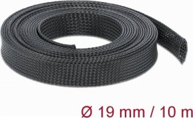 DeLOCK braided sleeve stretchable, 19mm, 10m, black (18903)