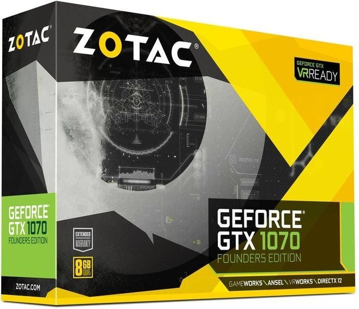 Zotac GeForce GTX 1070 Founders Edition, 8GB GDDR5, DVI, HDMI, 3x DP