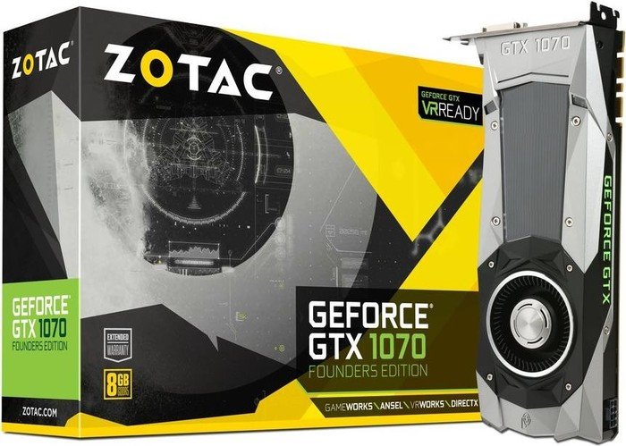 Zotac GeForce GTX 1070 Founders Edition, 8GB GDDR5, DVI, HDMI, 3x DP