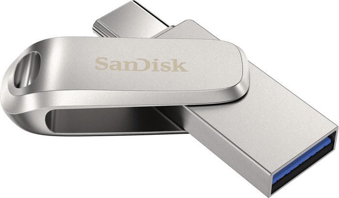 SanDisk Ultra Dual Drive Luxe srebrny 64GB, USB-A 3.0/USB-C 3.0