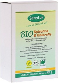 Sanatur Energie & Stoffwechsel Bio Spirulina & Bio Chlorella Tabletten, 750 Stück