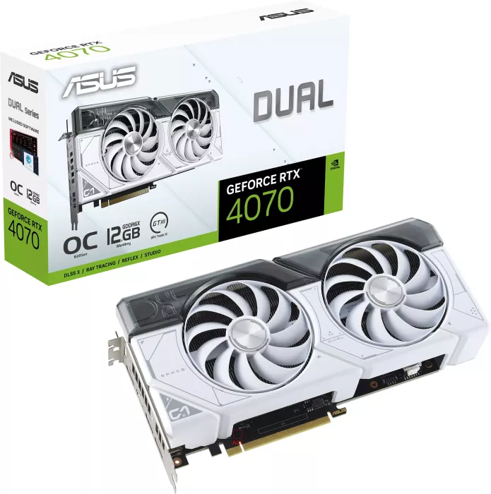 ASUS Dual GeForce RTX 4070 White OC, DUAL-RTX4070-O12G-WHITE, 12GB GDDR6X, HDMI, 3x DP