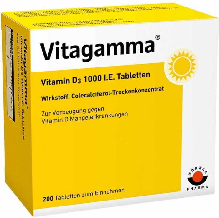Vitagamma Vitamin D3 1.000 I.E. tabletki, 200 sztuk