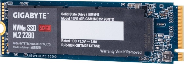 GIGABYTE NVMe SSD M.2 2280 512GB, M.2 2280 / M-Key / PCIe 3.0 x4