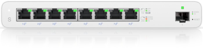 Ubiquiti UISP switch Desktop Gigabit Managed switch, 8x RJ-45, 1x SFP, 110W pasywne PoE
