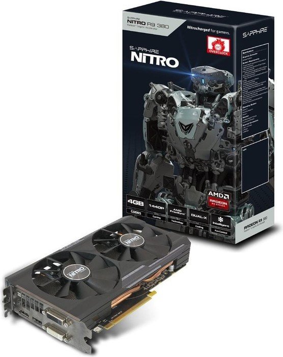Sapphire Radeon R9 380 Nitro, 4GB GDDR5, 2x DVI, HDMI, DP, lite retail