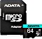 ADATA Premier Pro R100/W80 microSDXC 64GB Kit, UHS-I U3, A2, Class 10 (AUSDX64GUI3V30SA2-RA1)