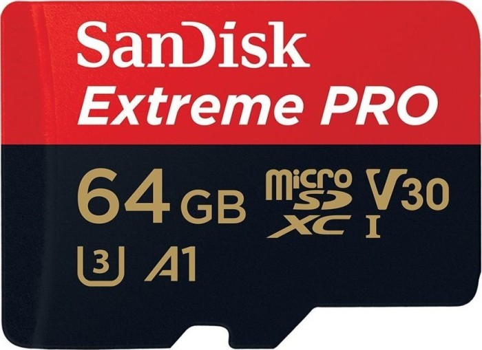 SanDisk Extreme PRO R100/W90 microSDXC 64GB Kit, UHS-I U3, A1, Class 10
