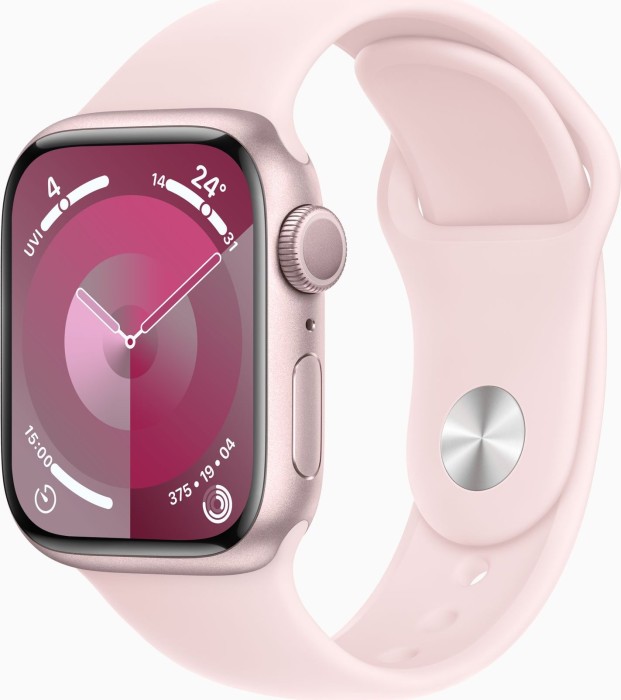 Apple Watch Series 9 (GPS) 41mm Aluminium rosé mit Sportarmband M/L hellrosa