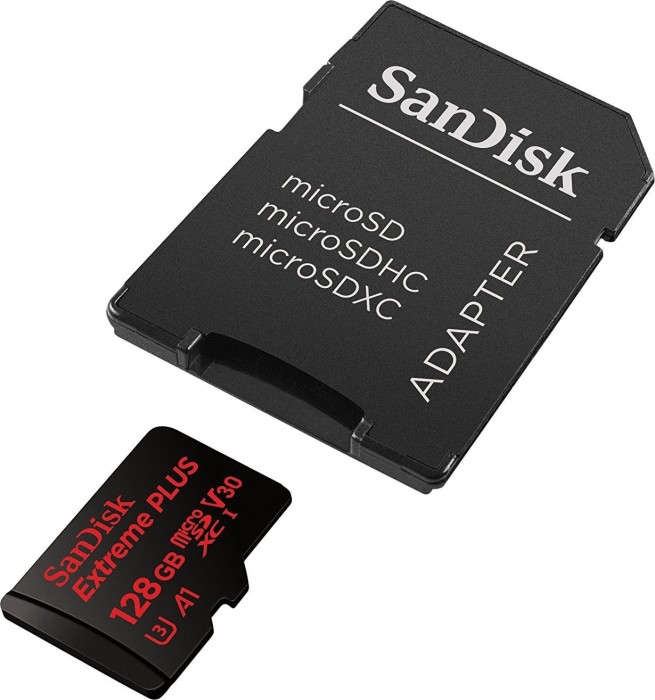 SanDisk Extreme PLUS R100/W90 microSDXC 128GB Kit, UHS-I U3, A1, Class 10