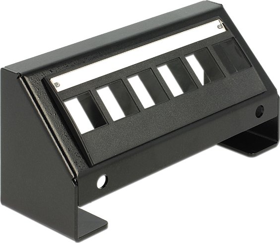 DeLOCK Keystone Multimedia Patchpanel für Tische/Möbel/Wände, schwarz, 45° geneigt, 6-Port