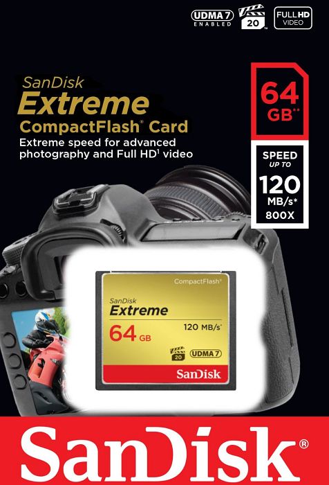 SanDisk Extreme R120/W60 CompactFlash Card 64GB