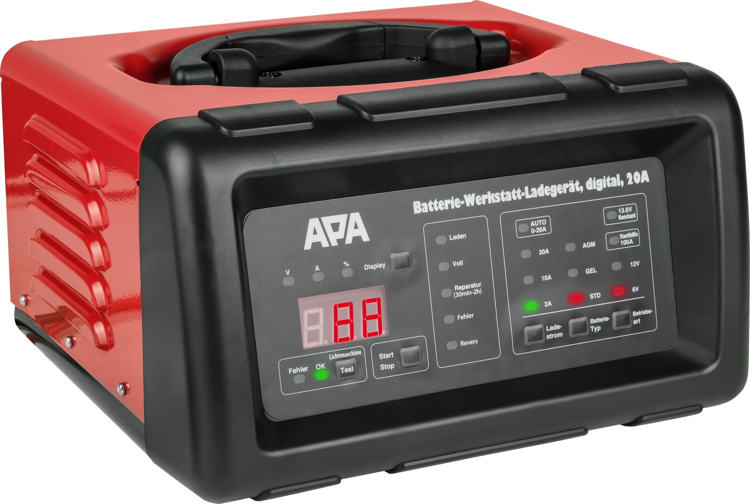 APA Batterie-Ladegerät mit Kabelaufroller (Ladestrom: 4 A, AGM-/Gel-/Nass-/Blei-Säure-Batterien  6/12 V)