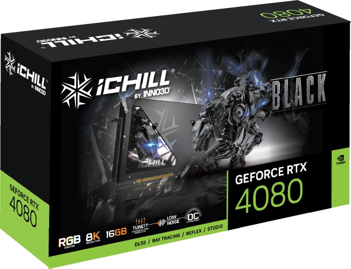 INNO3D GeForce RTX 4080 iCHILL Black, 16GB GDDR6X, HDMI, 3x DP